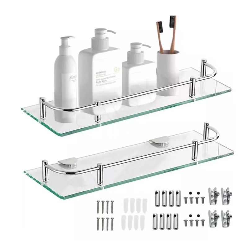GENERICO - Organizador De Ducha Vidrio Repisa Baño 2pisos Rectangular