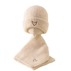 CRUSEC - Conjunto De Gorro Y Bufanda De Lana Tejido Invierno Para Niños