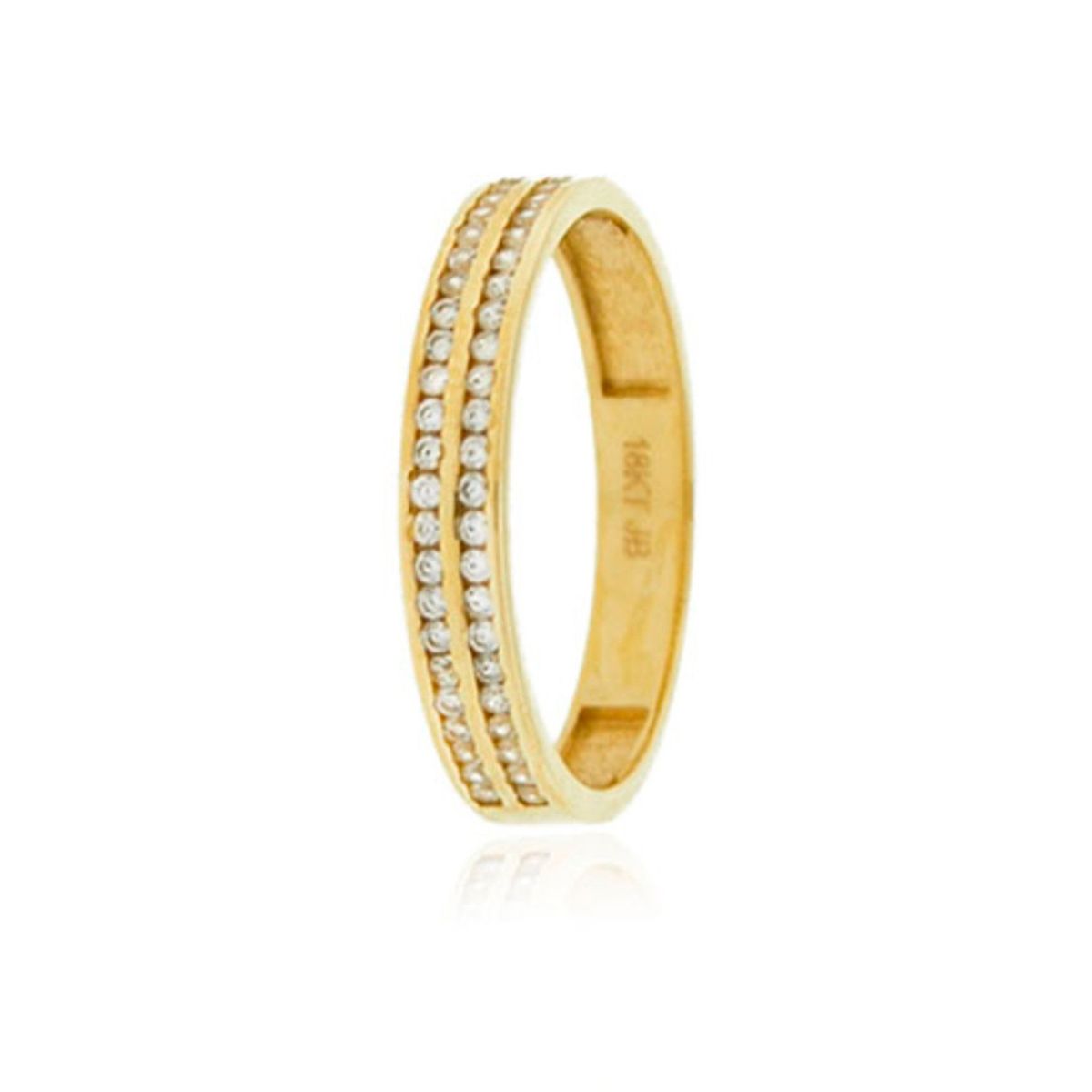JB JOYAS BARON - Anillo Compromiso de Oro 18Kt Cintillo Doble Riel Circon