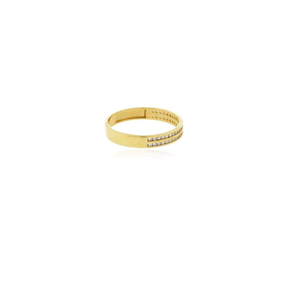 JB JOYAS BARON - Anillo Compromiso de Oro 18Kt Cintillo Doble Riel Circon