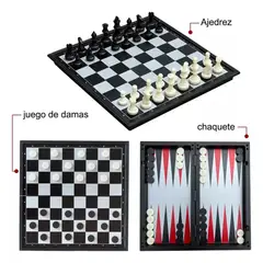 GENERICO - Tablero Ajedrez Magnético 3 En 1 Ajedrez/damas/backgammon