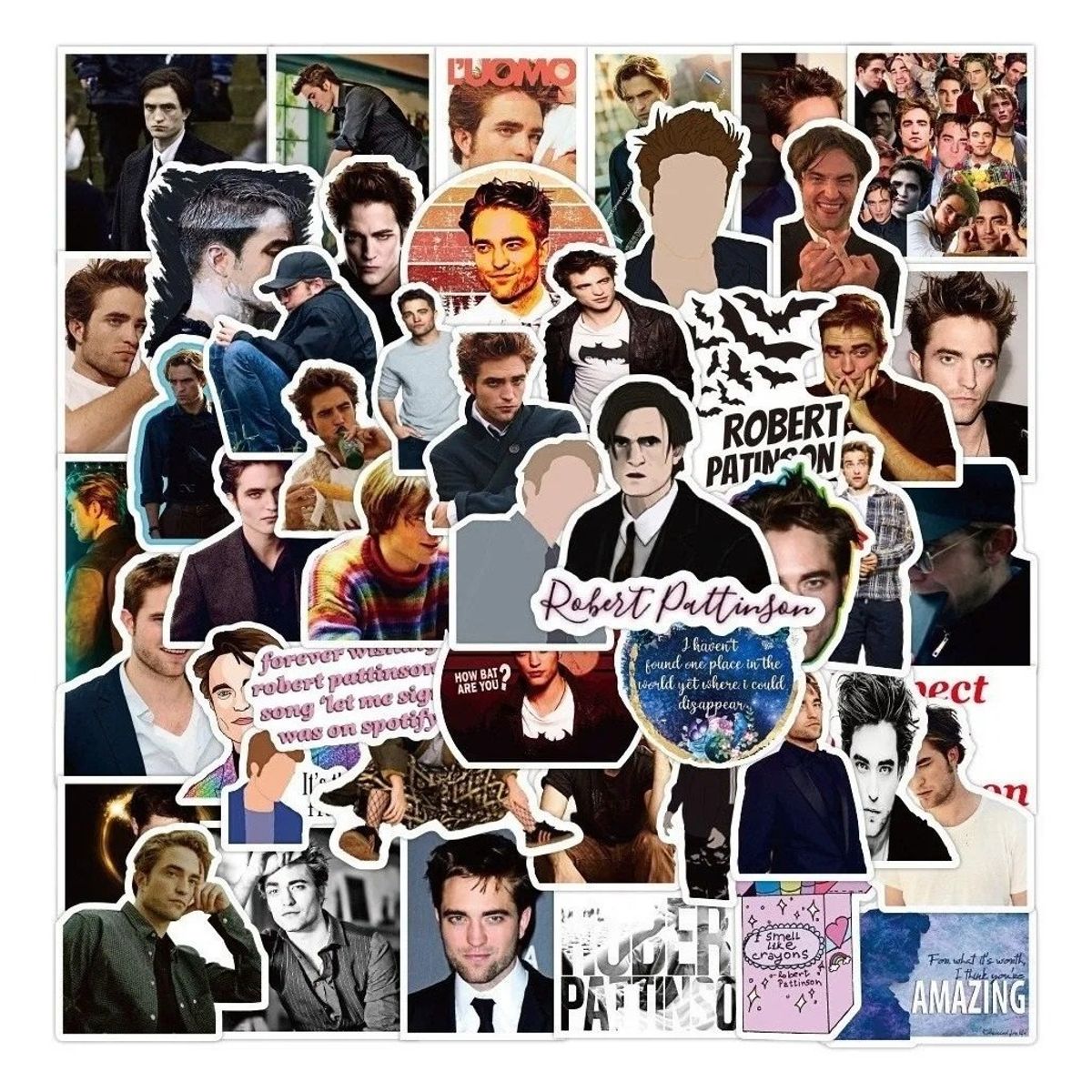 GARSIL - 50 Stickers  Robert Pattinson - Etiquetas Autoadhesivas