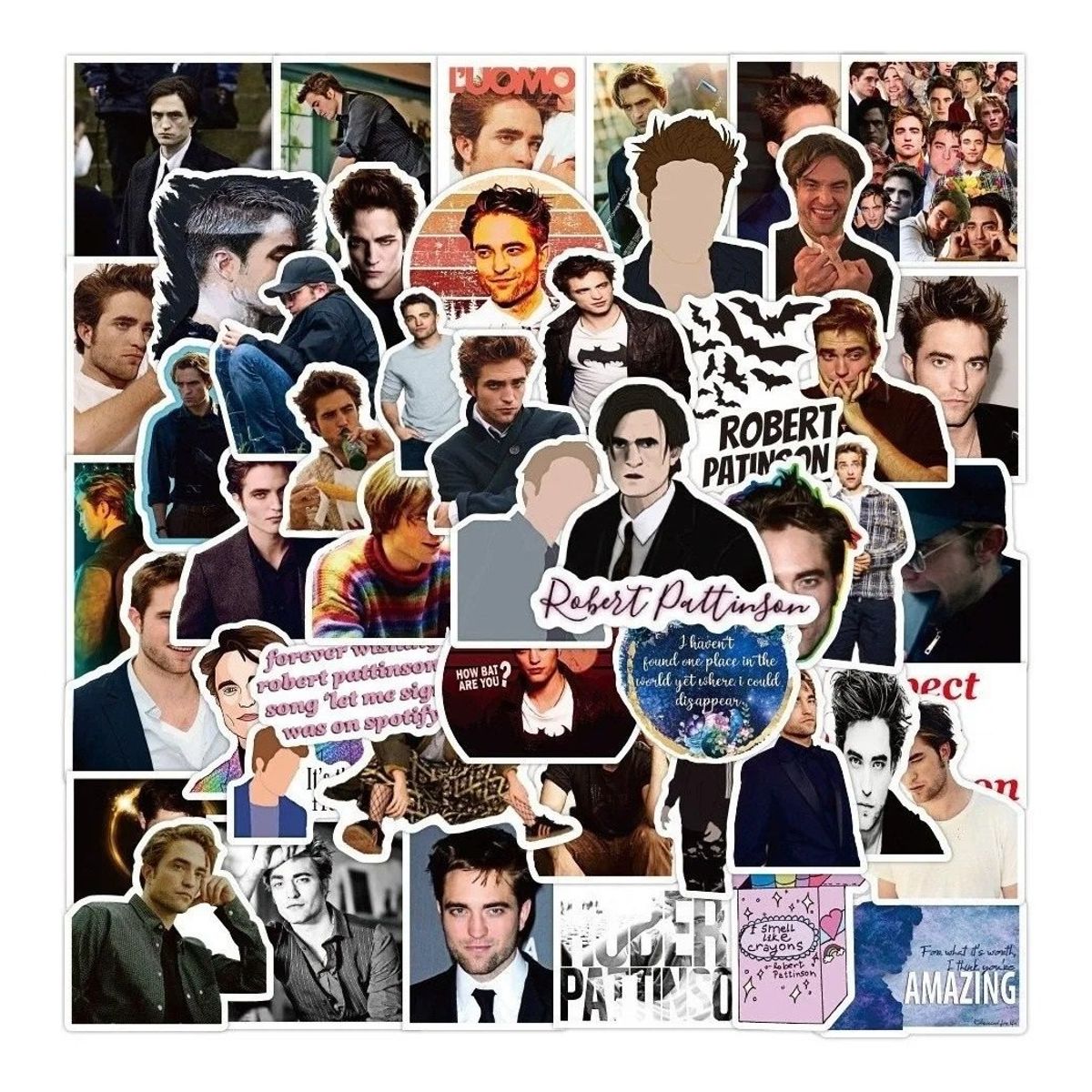 GARSIL - 50 Stickers  Robert Pattinson - Etiquetas Autoadhesivas