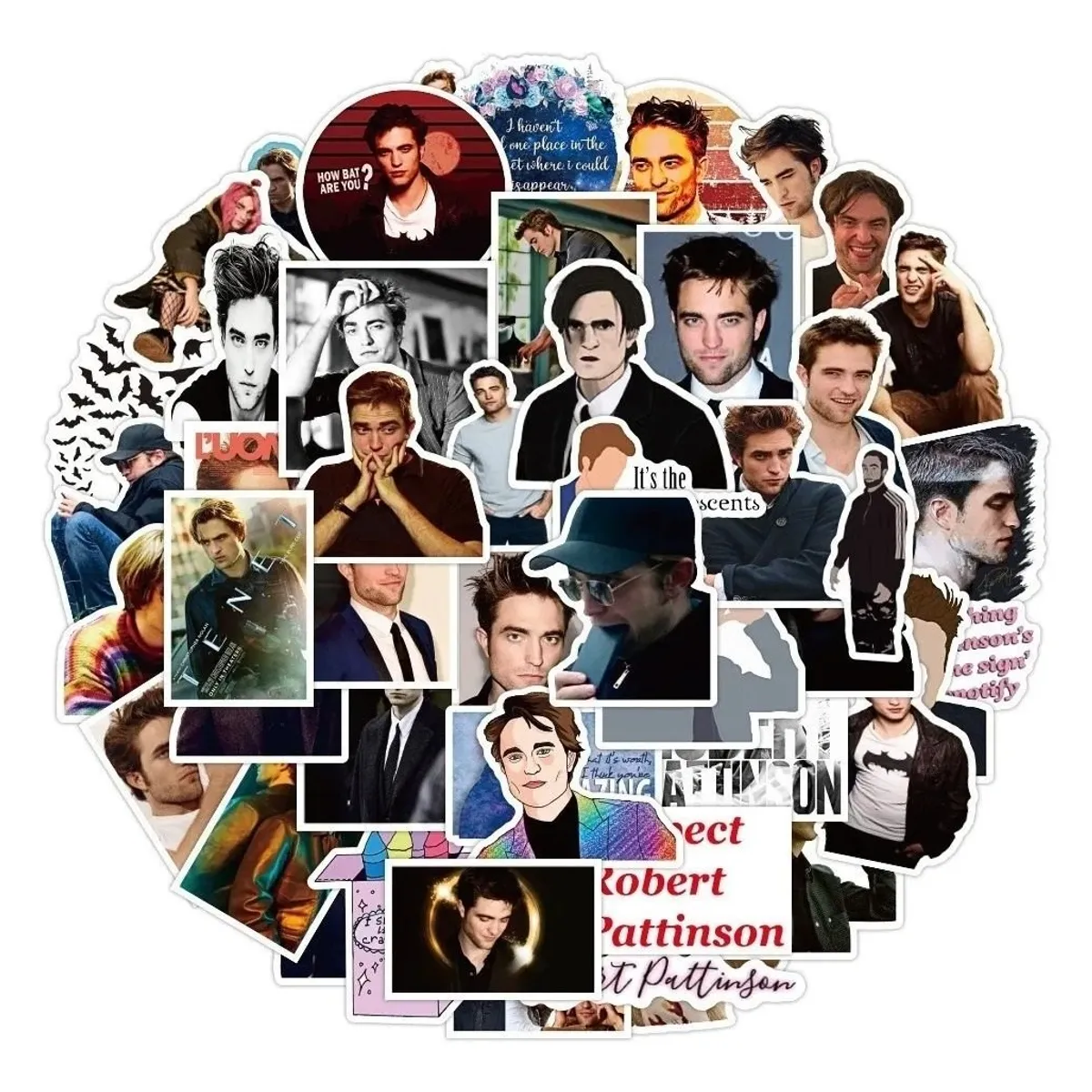 GARSIL - 50 Stickers  Robert Pattinson - Etiquetas Autoadhesivas