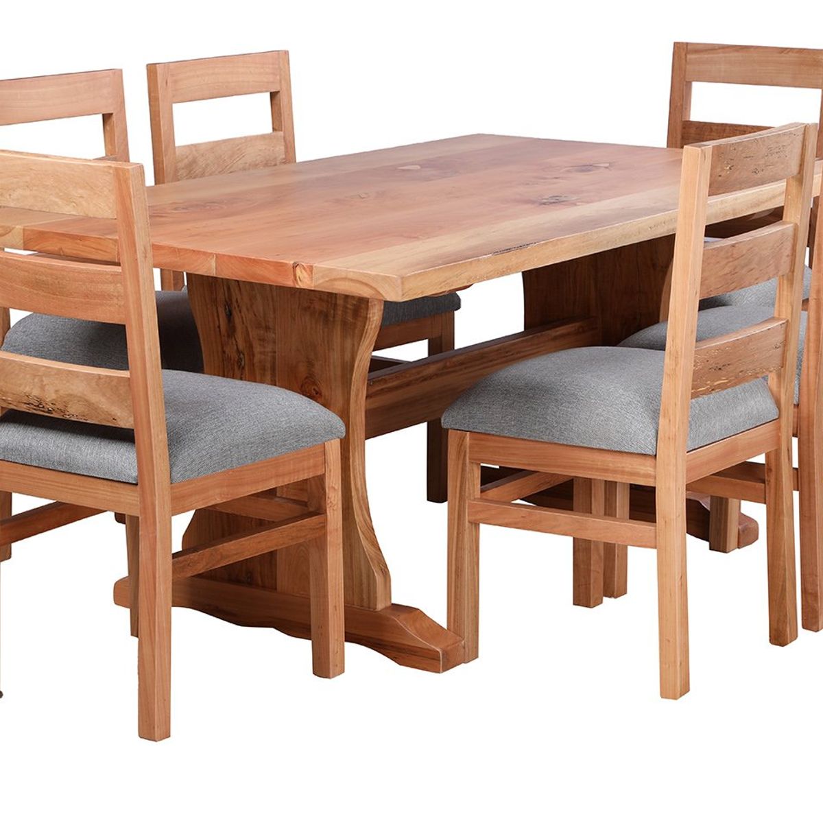 MUEBLES NATIVA - Comedor Fraile 100x180 6 sillas Tapiz Gris