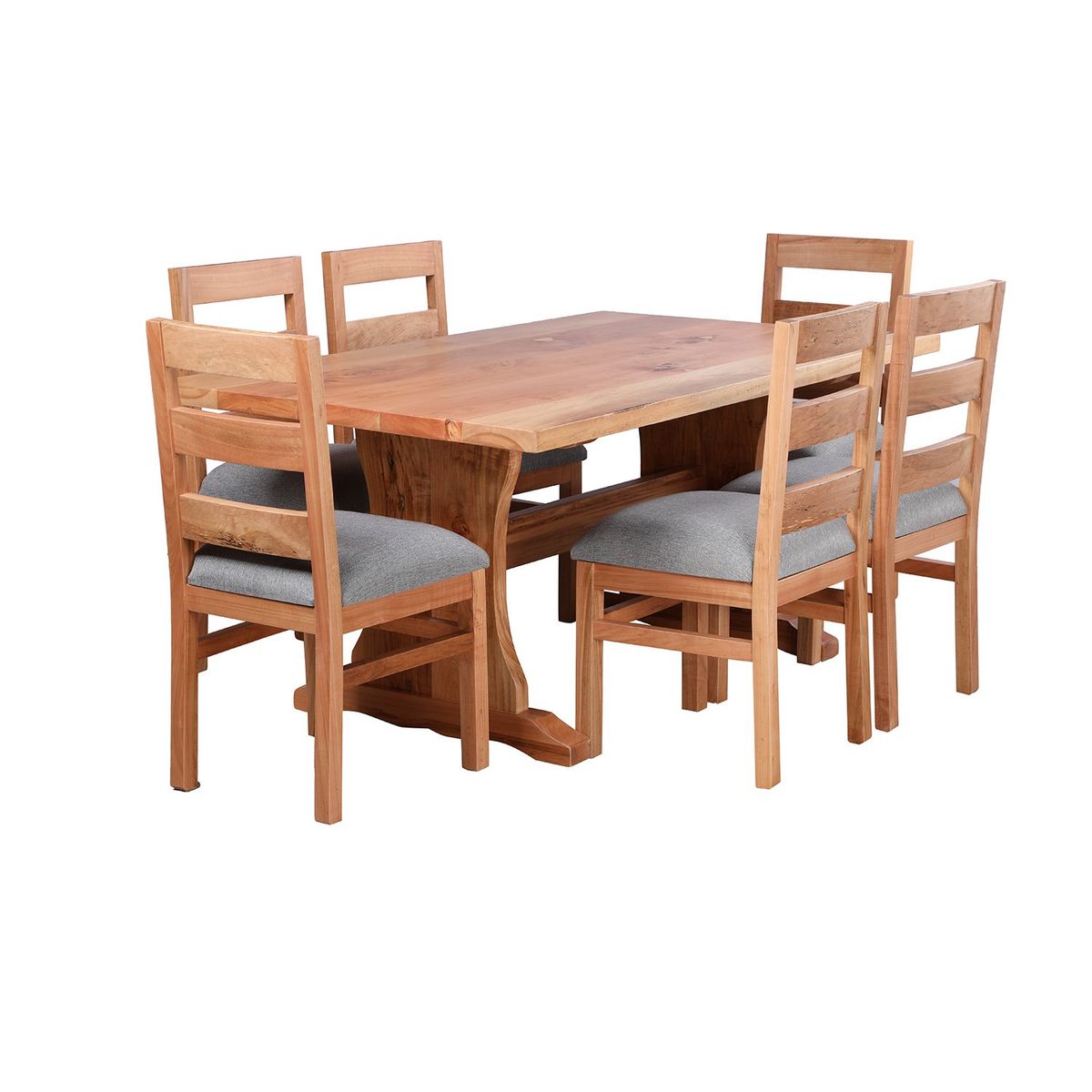 MUEBLES NATIVA - Comedor Fraile 100x180 6 sillas Tapiz Gris