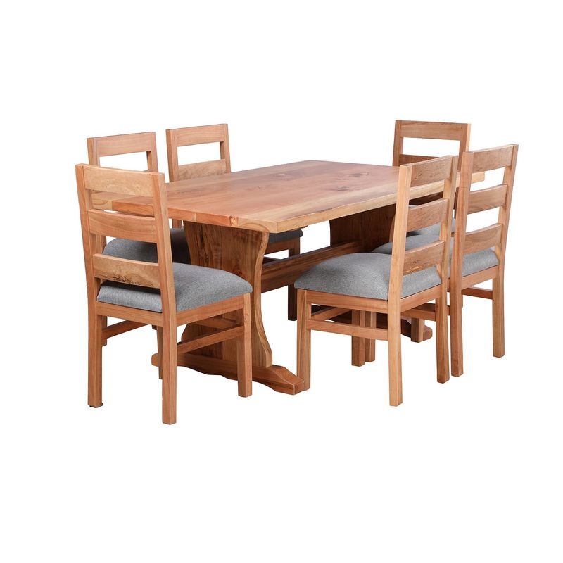 MUEBLES NATIVA - Comedor Fraile 100x180 6 sillas Tapiz Gris