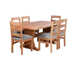 MUEBLES NATIVA - Comedor Fraile 100x180 6 sillas Tapiz Gris