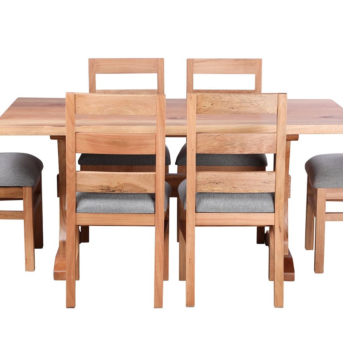 MUEBLES NATIVA - Comedor Fraile 100x180 6 sillas Tapiz Gris