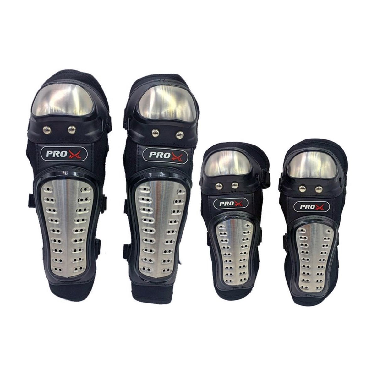 GENERICO - Set Rodilleras Y Coderas Aleación Aluminio Motos Pro X - SC