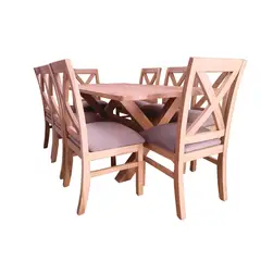 MUEBLES NATIVA - Comedor Cruz 8 Sillas Cruz Tapiz Gris
