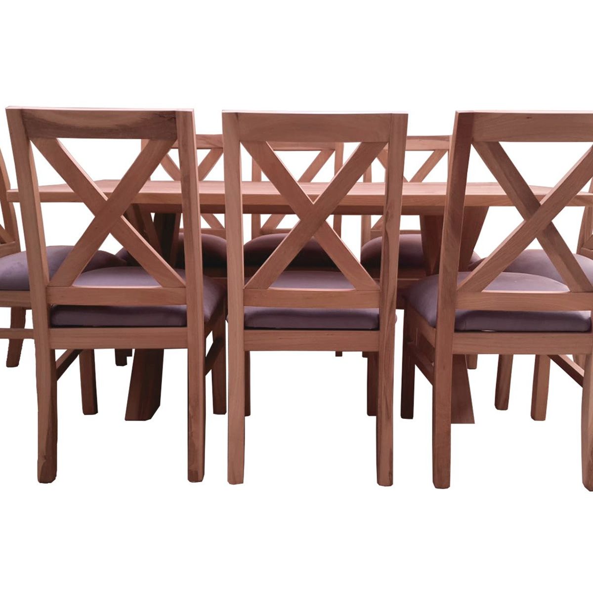 MUEBLES NATIVA - Comedor Cruz 8 Sillas Cruz Tapiz Gris