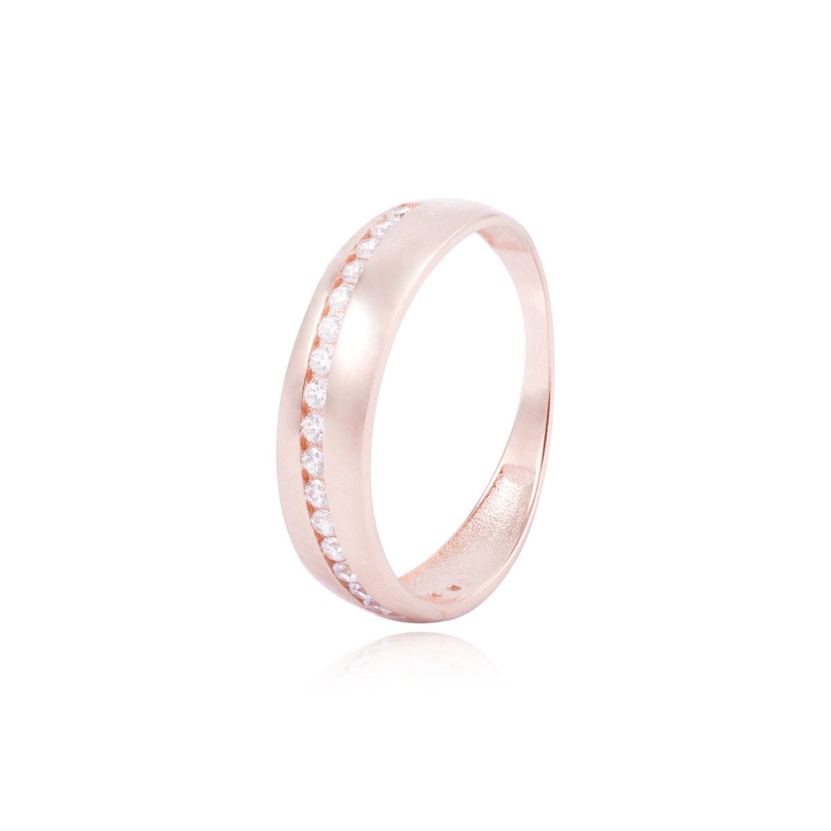 JB JOYAS BARON - Anillo Compromiso Oro Rosado 18kt Sendero Circón