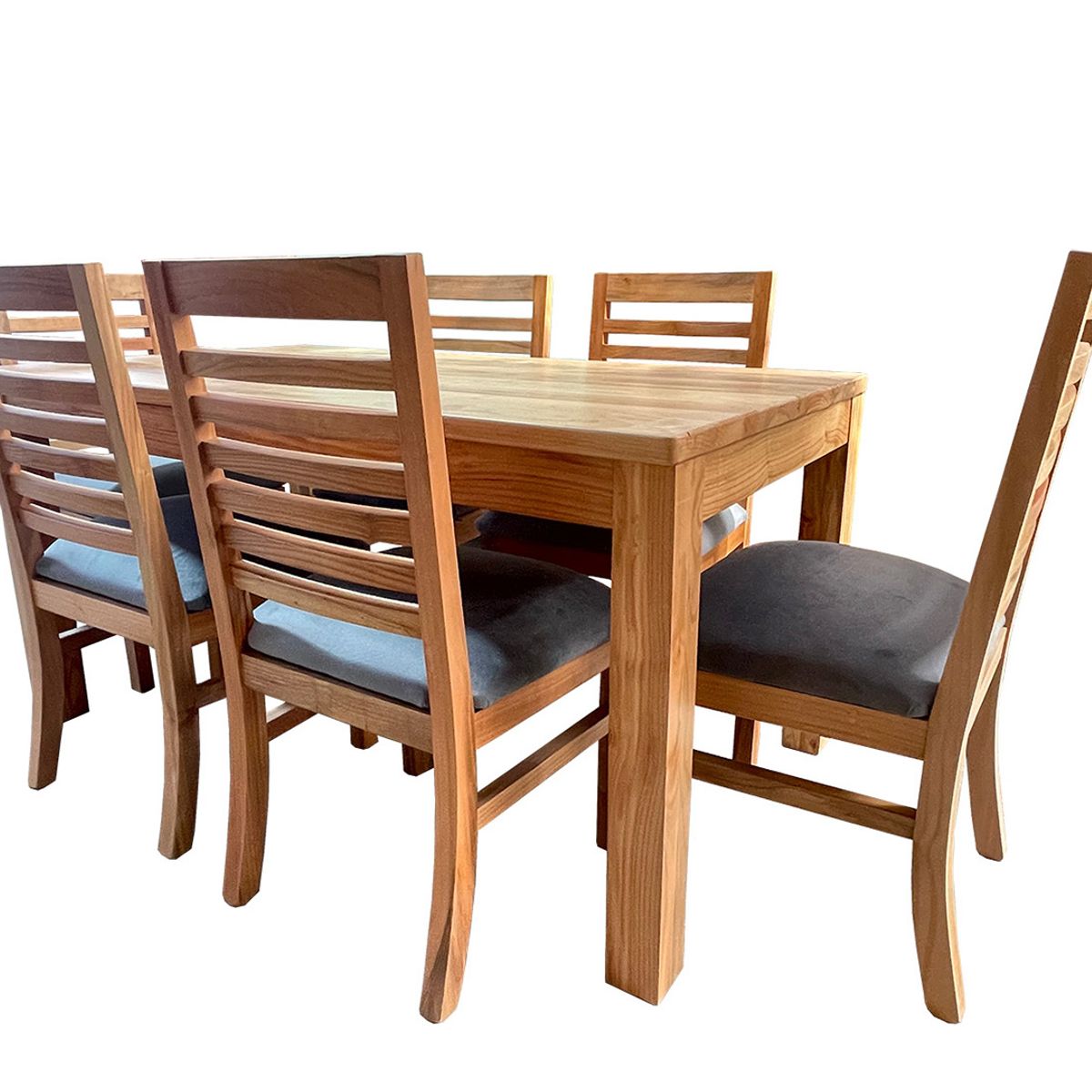 MUEBLES NATIVA - Comedor Nativo 90x160 6 sillas Palillo Gris