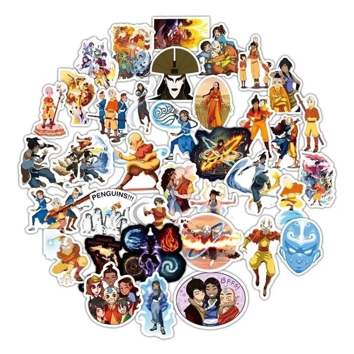 GARSIL - 50 Stickers Avatar  - La Leyenda De Aang -  Etiquetas Autoadhesivas
