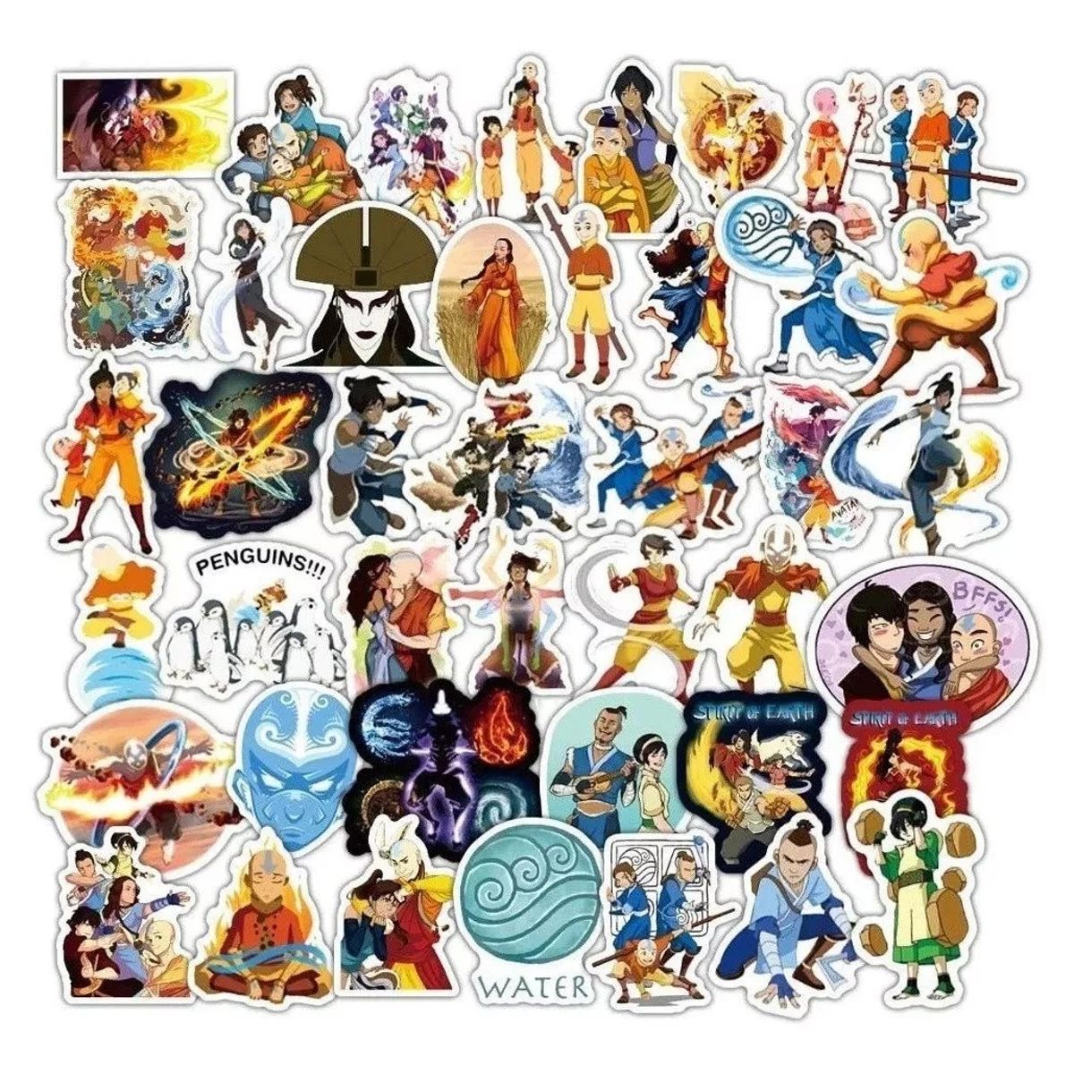 GARSIL - 50 Stickers Avatar  - La Leyenda De Aang -  Etiquetas Autoadhesivas