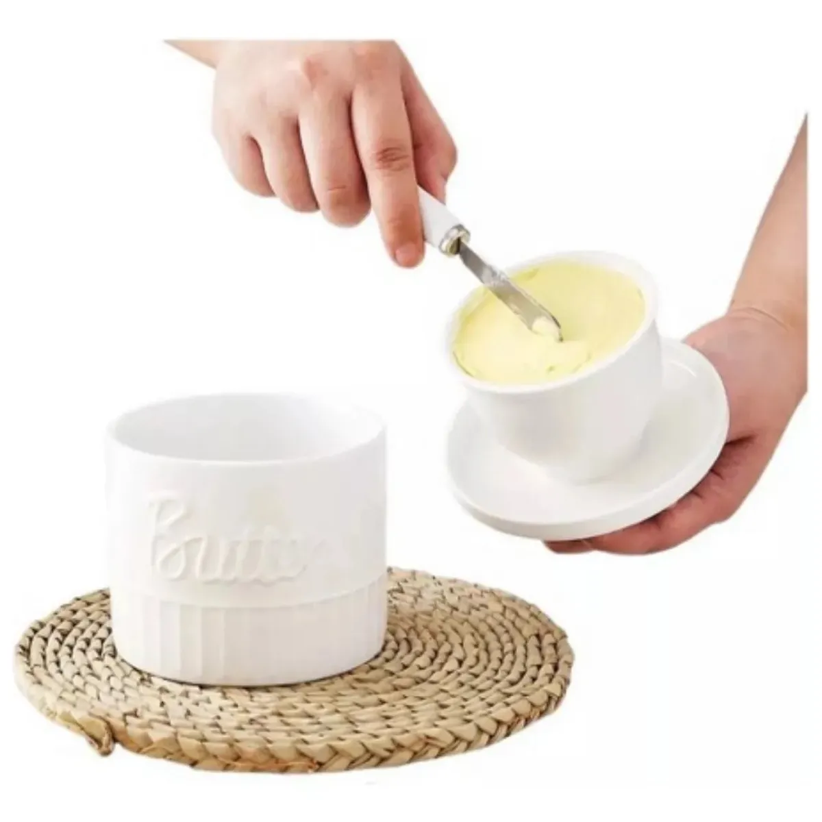 MUNDO MAGIA - Mantequillera Francesa Mantequillero De Cerámica Con Agua