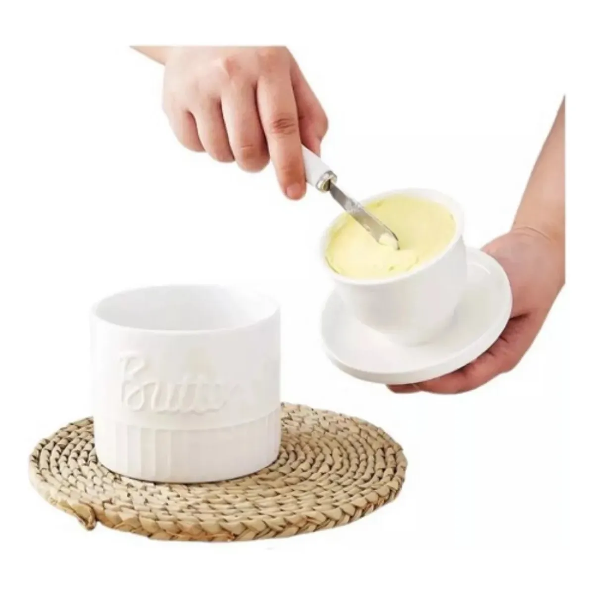 MUNDO MAGIA - Mantequillera Francesa Mantequillero De Cerámica Con Agua