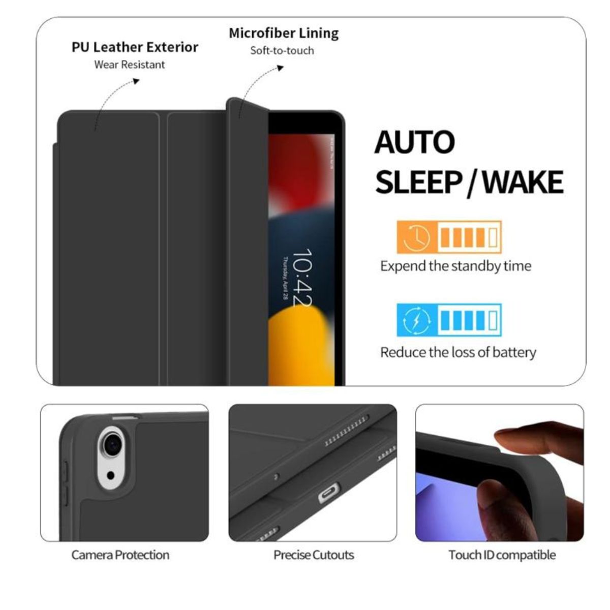 GENERICO - Funda Smart Cover Para iPad Air 6 M2 2024 + Hidrogel