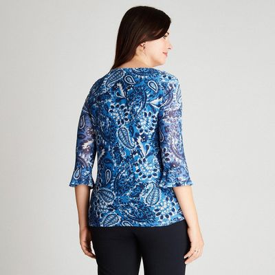 Imagen 2 del producto Polera Azul Manga Larga Estampado Cuello V