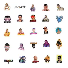 GARSIL - 50 Stickers Bad Bunny - Etiquetas Autoadhesivas