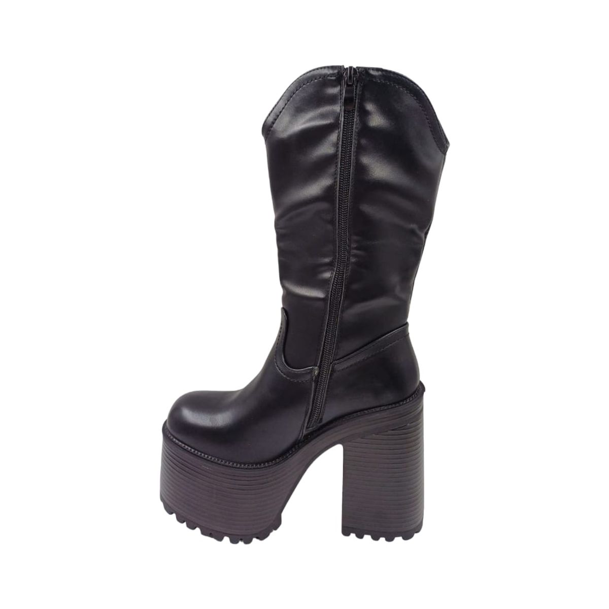GENERICO - Bota Negra Plataforma Mujer