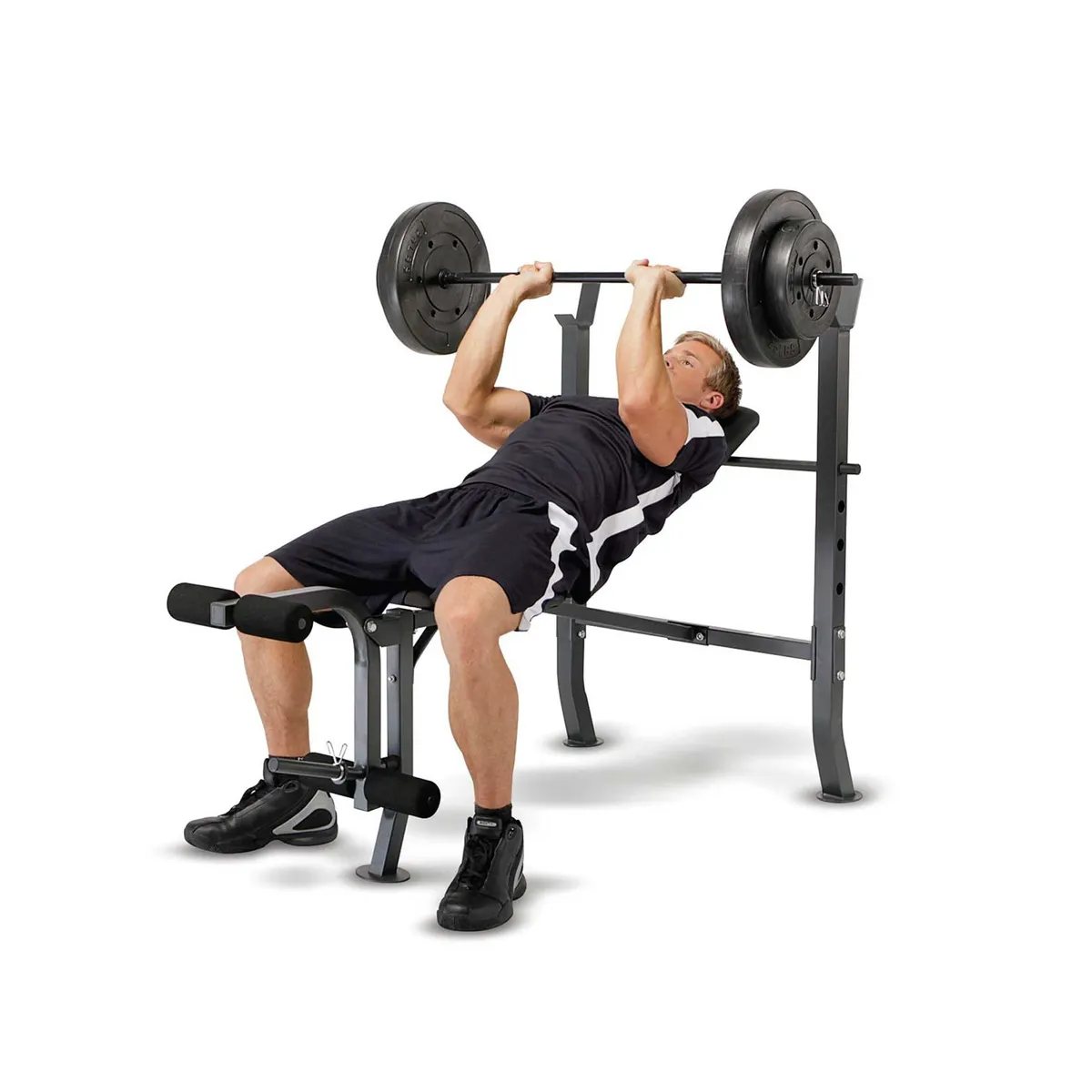 SDFIT - Press banca + 100 LB Barra recta Set Curl Leg Marcy 2082W