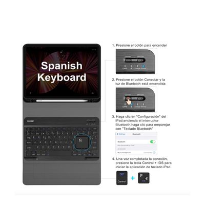Imagen 2 del producto Funda Con Teclado Español Para iPad Air 13 M2 2024 Negro