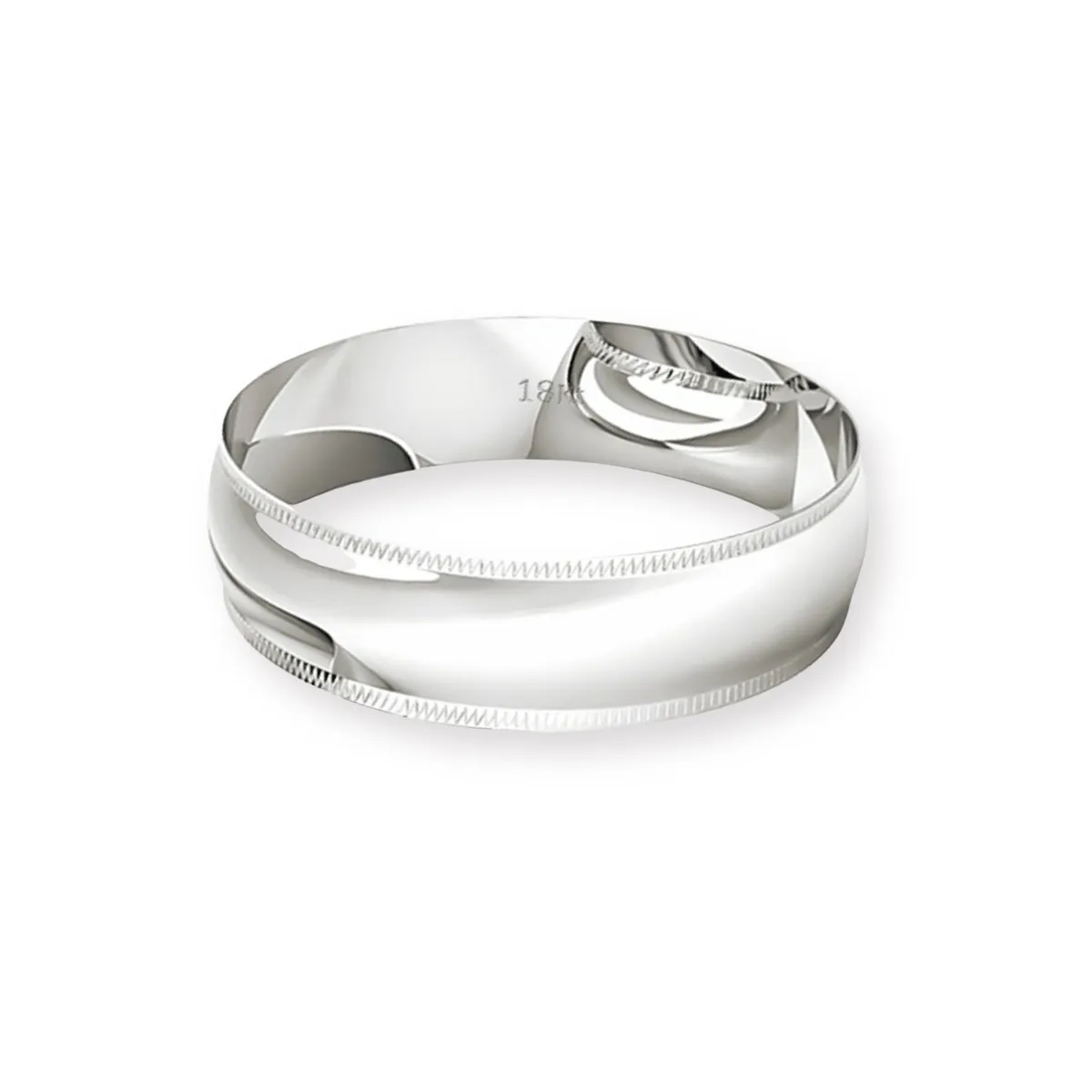 JB JOYAS BARON - Argolla Matrimonio de Oro Blanco 18kt Inglés Alejandrina de 5,0mm