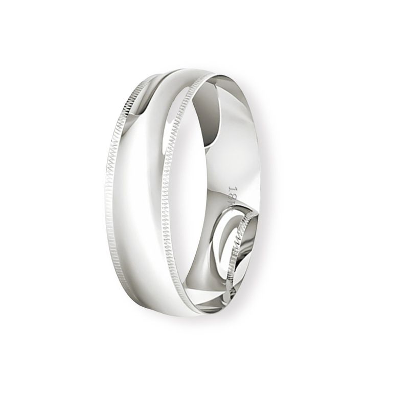 JB JOYAS BARON - Argolla Matrimonio de Oro Blanco 18kt Inglés Alejandrina de 5,0mm