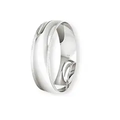 JB JOYAS BARON - Argolla Matrimonio de Oro Blanco 18kt Inglés Alejandrina de 5,0mm