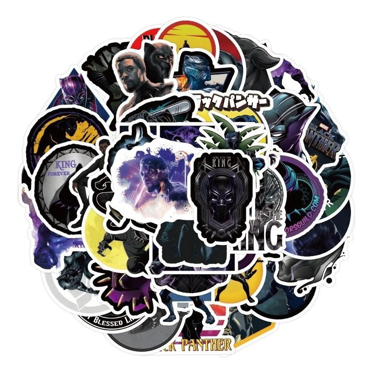 GARSIL - 50 Stickers Black Panther- Etiquetas Autoadhesivas