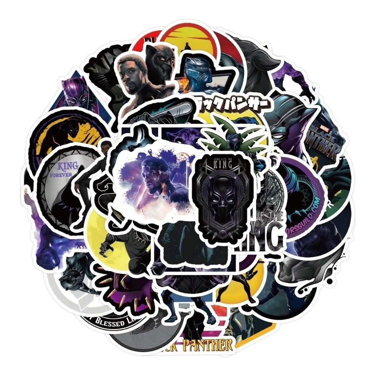GARSIL - 50 Stickers Black Panther- Etiquetas Autoadhesivas