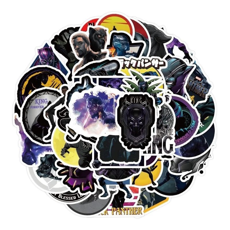 GARSIL - 50 Stickers Black Panther- Etiquetas Autoadhesivas