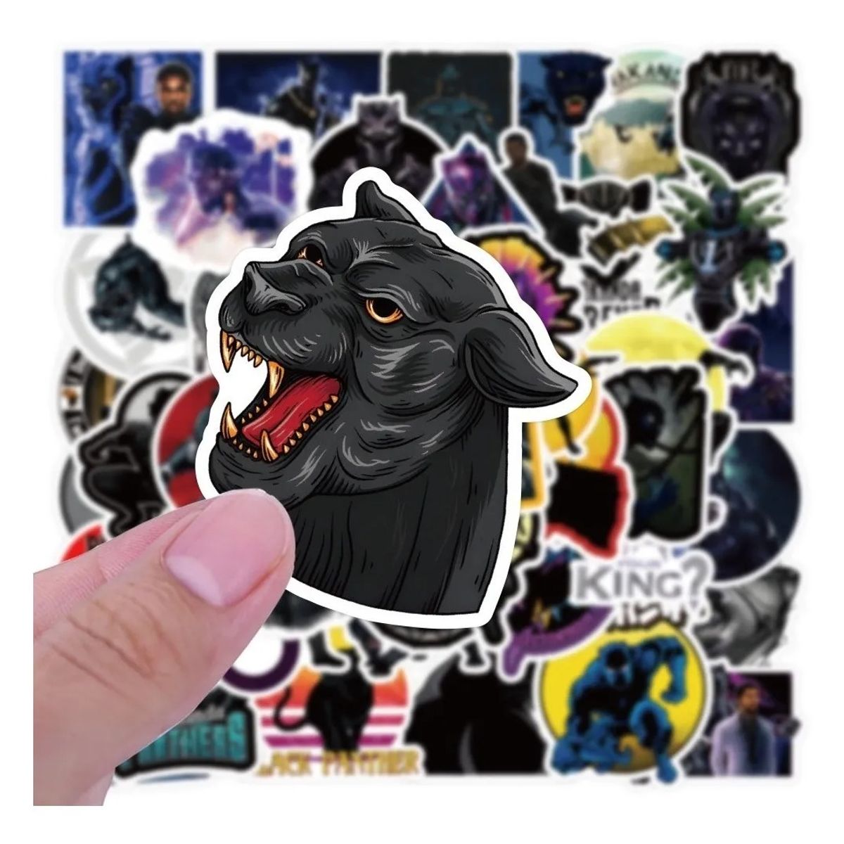GARSIL - 50 Stickers Black Panther- Etiquetas Autoadhesivas