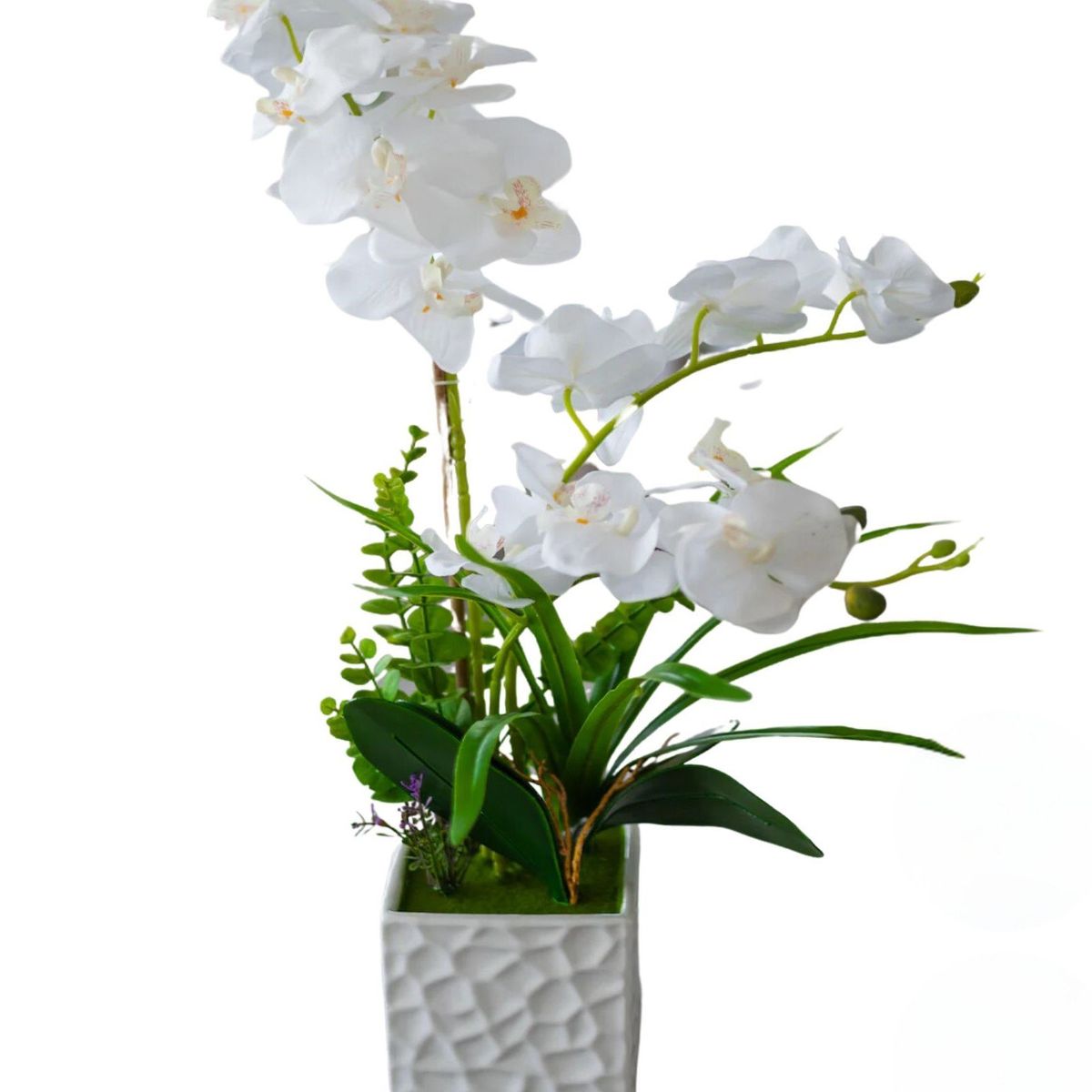PLANT ME - Planta Artificial Eco-sintética Decorativa Orquídea Blanca  60cm
