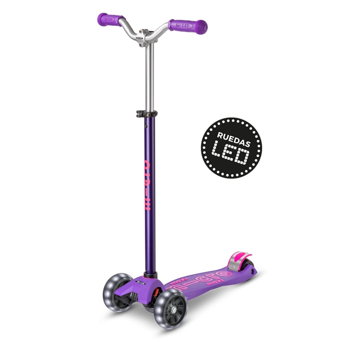 MICRO - Scooter Micro Maxi Deluxe Pro LED Morado, Niños 5 a 12 años