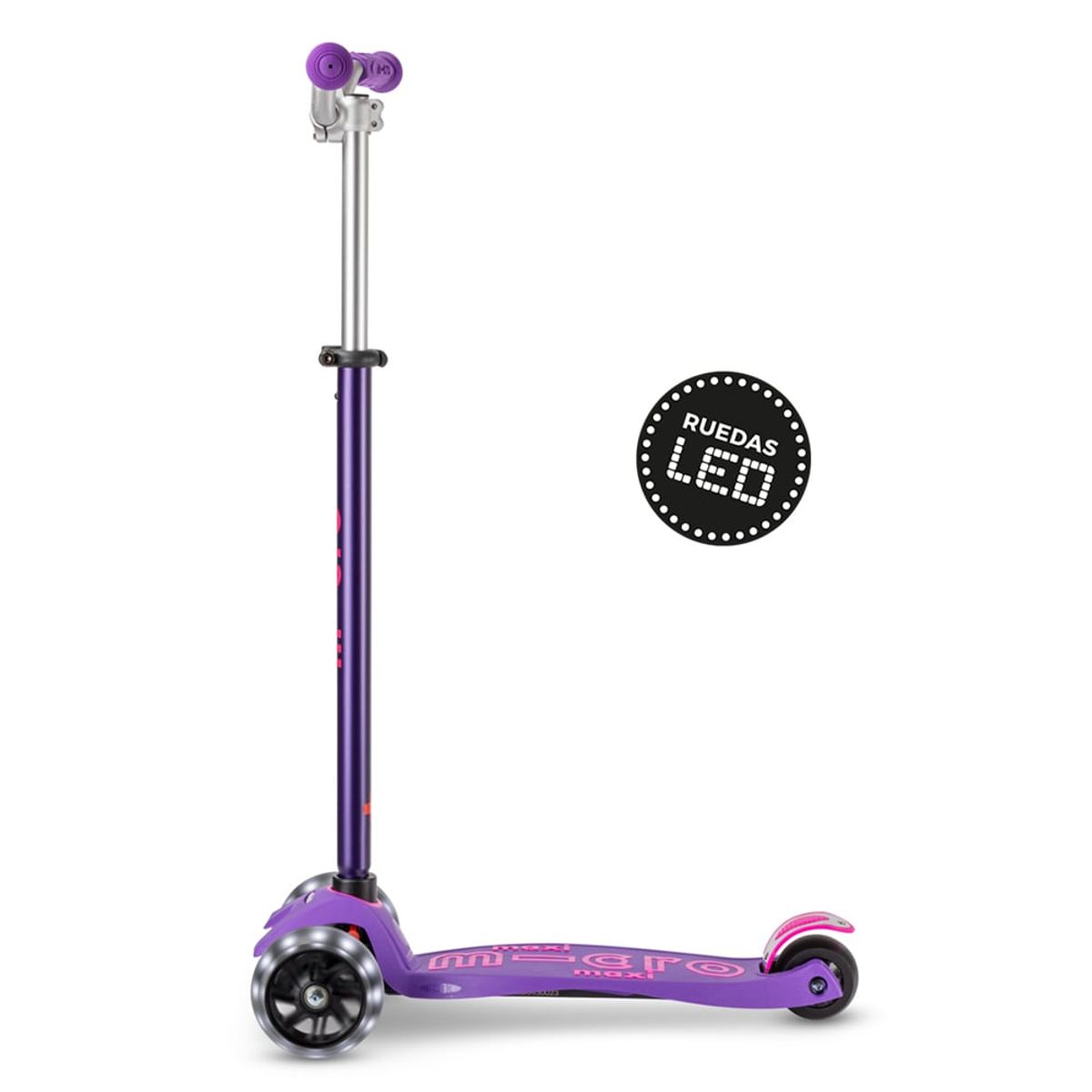 MICRO - Scooter Micro Maxi Deluxe Pro LED Morado, Niños 5 a 12 años