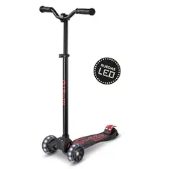 MICRO - Scooter Maxi Deluxe Pro LED Negro, Niños 5 a 12 años