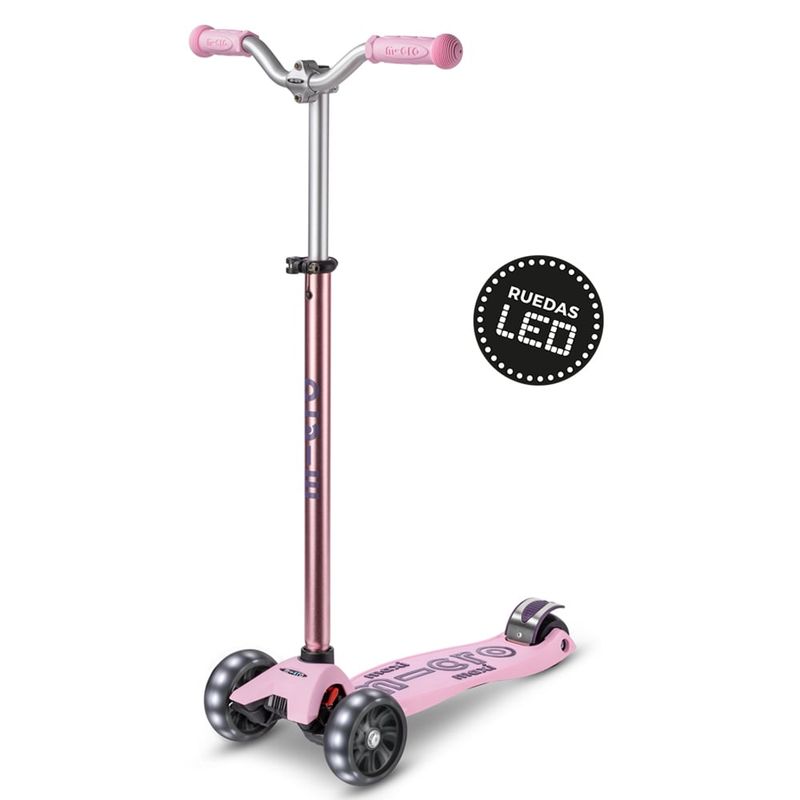 MICRO - Scooter Micro Maxi Deluxe Pro LED Rosa, Niños 5 a 12 años