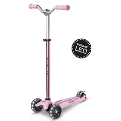 MICRO - Scooter Maxi Deluxe Pro LED Rosa, Niños 5 a 12 años