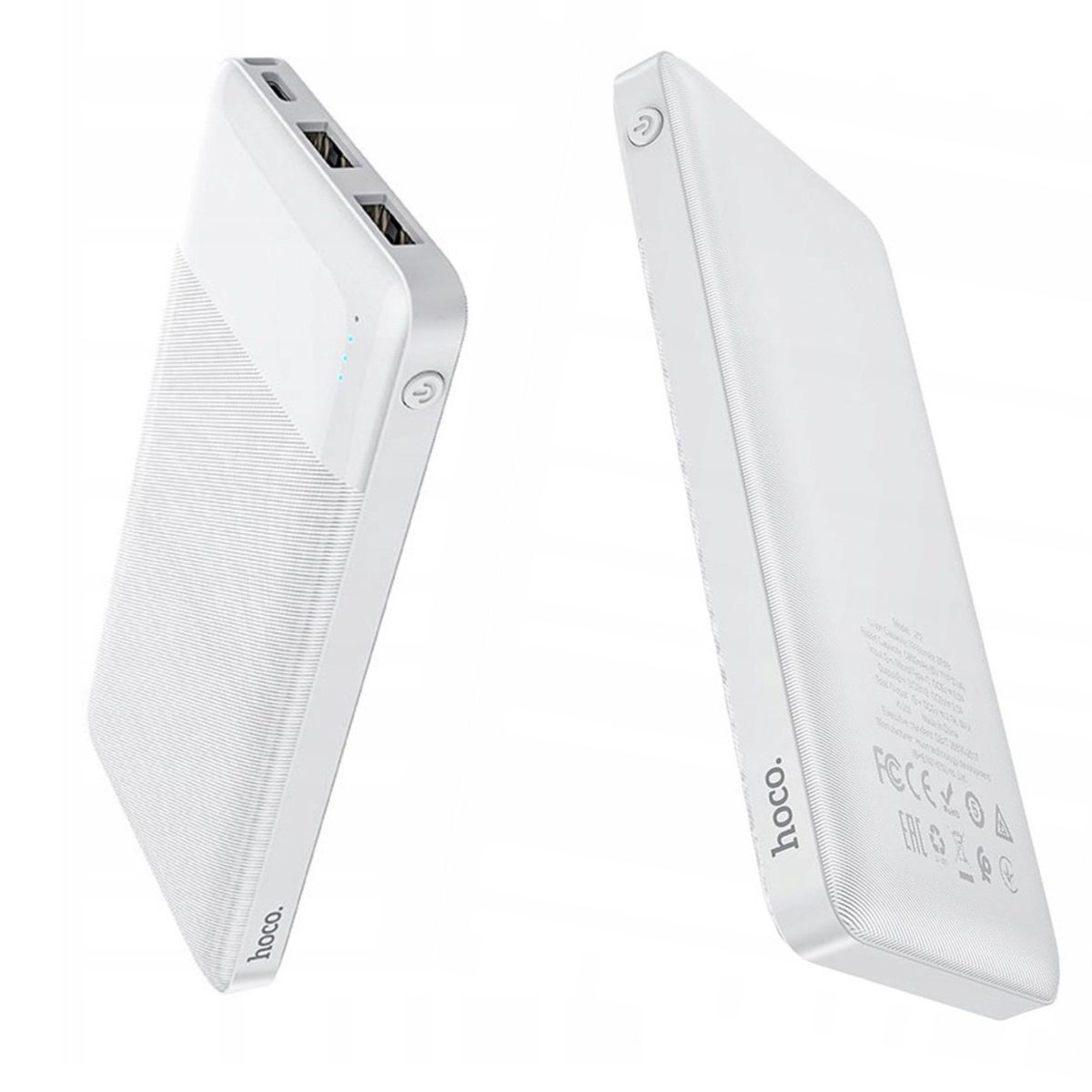 HOCO - Power Bank Portatil 10000 mAh Blanco Hoco 2 USB + USB-C