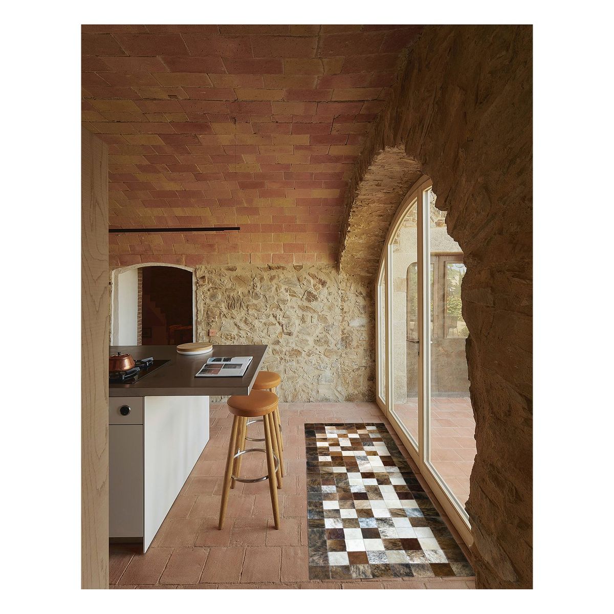 MOO HOGAR - Alfombra de Pasillo Cuero 80 X 220Cm Diseño 10X10cm