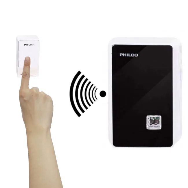 PHILCO - Pulsador Timbre inalámbrico 220V IP44 Indicador LED Altavoz