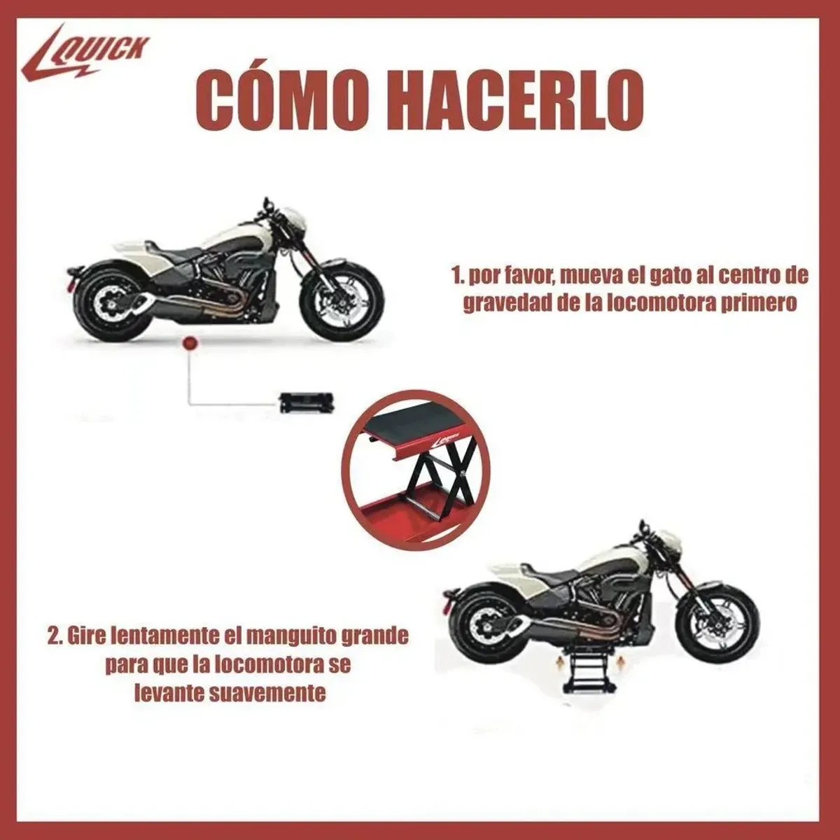 QUICK - Mesa Elevadora Jack Para Motocicleta Gato Elevador Bowoshen