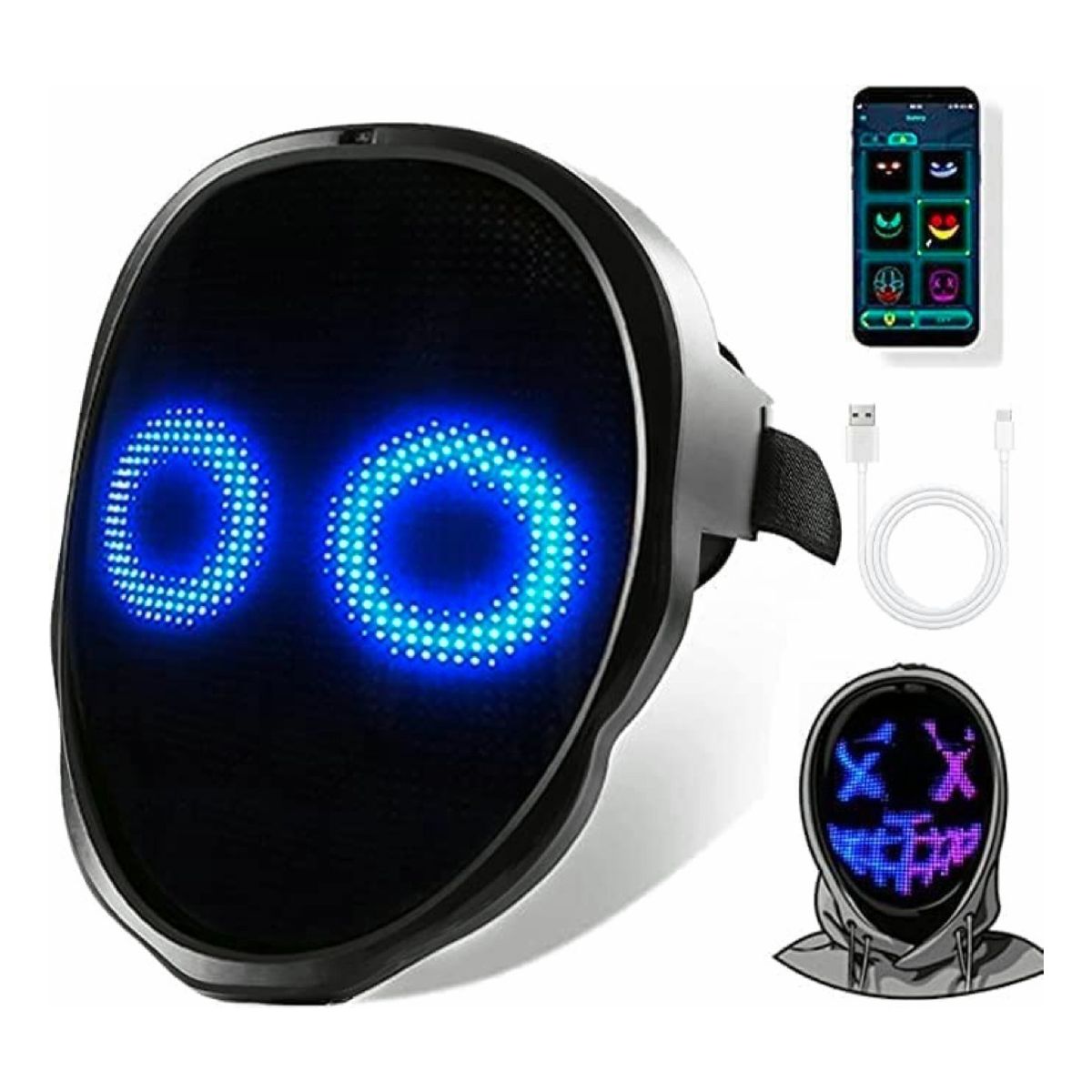 U BUY - Mascara Led Rgb Multi Personajes Sensor Movimento Bluetooth