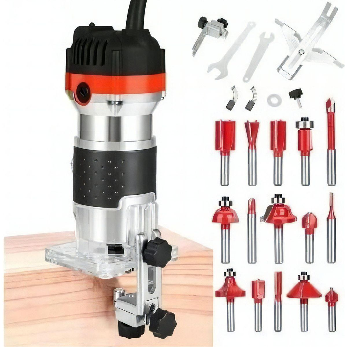 U BUY - Kit Fresadora Tupi 635mm 600w Recortadora 30000rpm+15 Fresa