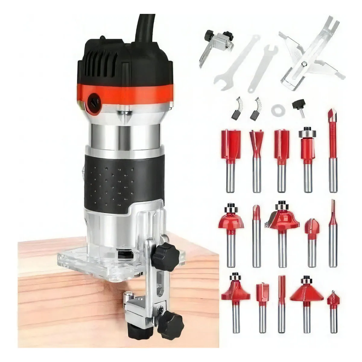 U BUY - Kit Fresadora Tupi 635mm 600w Recortadora 30000rpm+15 Fresa