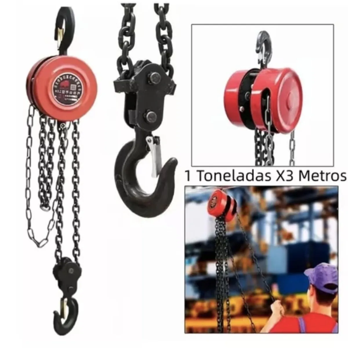 U BUY - Tecle Manual Con Cadena 1 Toneladas X3 Metros