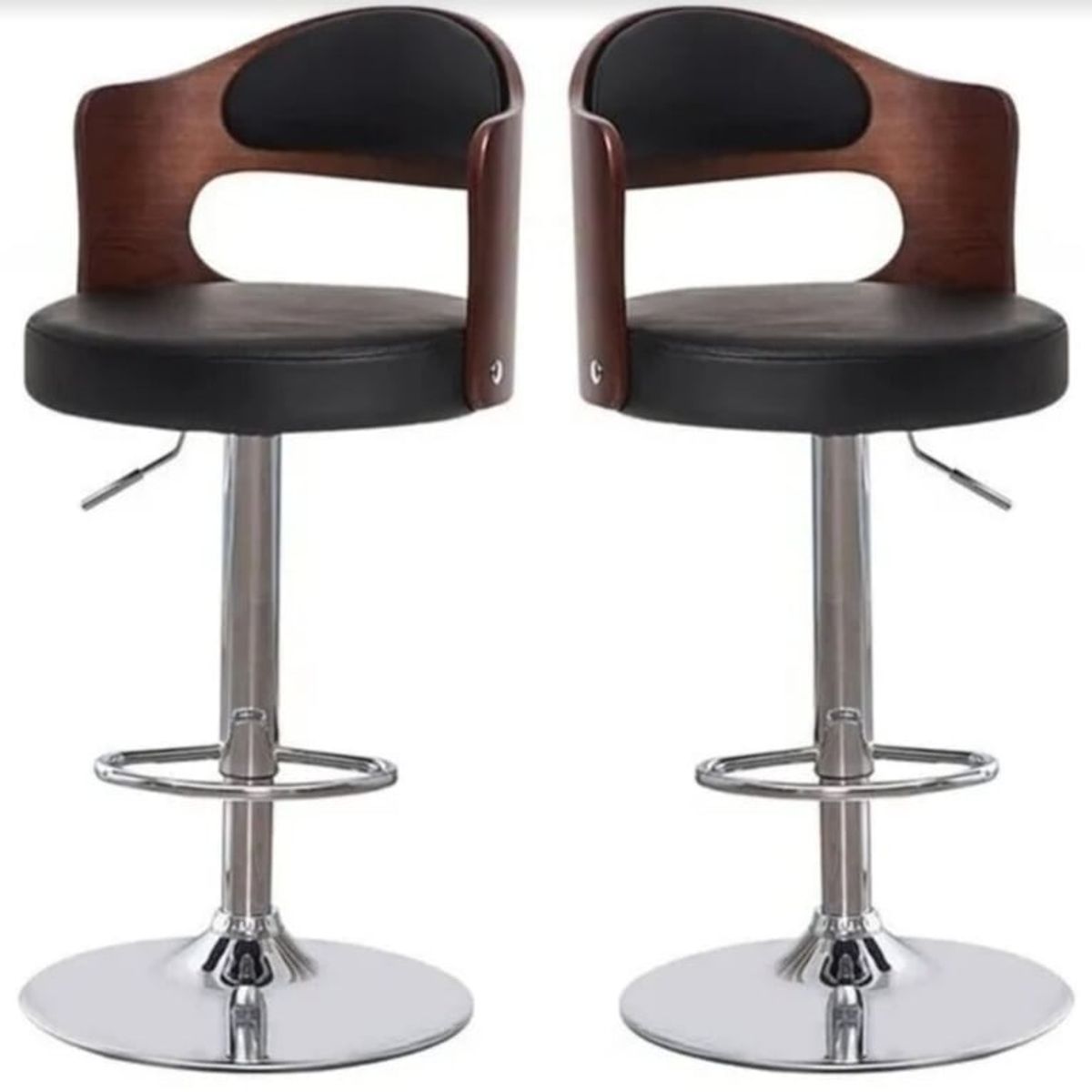 U BUY - Pack Sillas Bar Taburete Madera Ecocuero